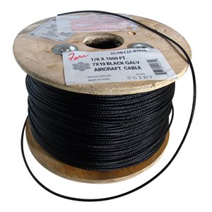 3 / 32 X 5000 FT, 7X19 Black Hot Dip Galvanized Steel Cable 